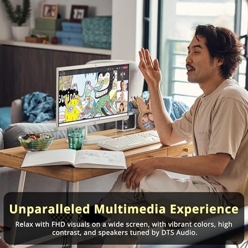 Image of HP 21.5 inch FHD All-in-One Desktop, Intel Processor N100, 16GB DDR5, 1.12TB Storage (128GB UFS+1TB Docking Station), UHD Graphics, 720p Webcam, Wi-Fi 6, Wired Keyboard & Mouse, Win 11, White