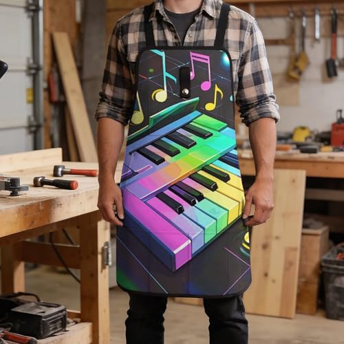 Delantal multiuso con diseño color piano y notas musicales miniatura 5