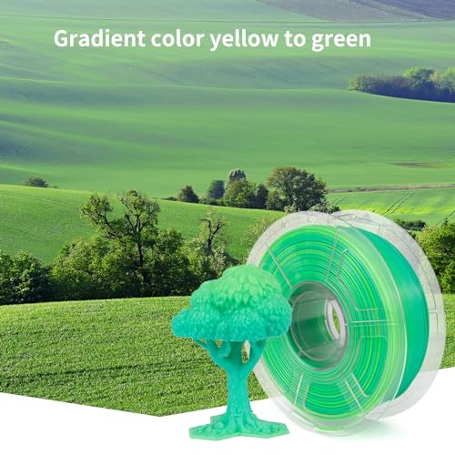 Image of IEMAI Translucent PETG Filament 1.75mm 1kg, Dual Color Gradient Yellow to Green 3D Printer Filament Up to 600mm /s Rapid Printing for Lampshades Artwork & Home Decor