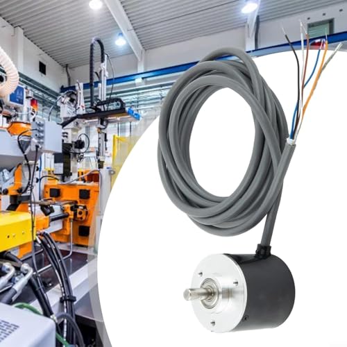 1000P/R Drehgeber, 300P/R to 2500P/R Inkremental-Drehgebermodul DC 5-26V Universal-Drehgeber A,B,Z 3-Phasiger Ausgang, Mit 2M Kabel 6mm D-Welle, Für Intelligente Steuerung Wegmessung (1000P/R)