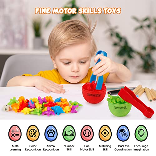Baby Montessori Sensory Counting Dinosaur Toys Math Games With Eggs, Color Sorting Toys For Toddlers 1-3, Fine Motor Skill Learning Activities For Educational Stem Toys For 2+ Years Old Boys Girls #TOP2