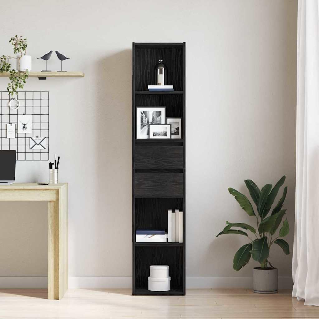 Generisch Bücherregal Schwarz Eichen-Optik 36 x 30 x 171 cm Holzwerkstoff,Möbel,Regalsysteme,Bücherregale Bücherschränke-862499