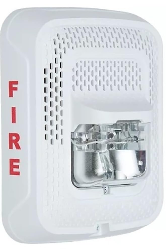 System Sensor SPSWLED L-Series Indoor Speaker Wall-Mounted LED Strobe, FIRE, White; Compatibility with Legacy System Sensor SpectrAlert, SpectrAlert Advance, and L-Series Notification