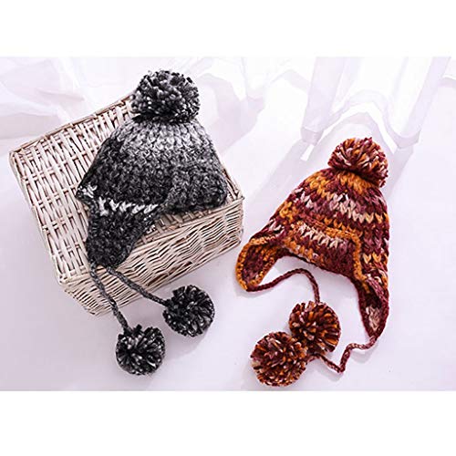Infant Baby Knitted Hat Cute Winter Earflap Hat Warm Snow Cap For Toddler Boys Girls Outdoors Cap (Color : Gray, Size : 6-36 Months) #TOP2