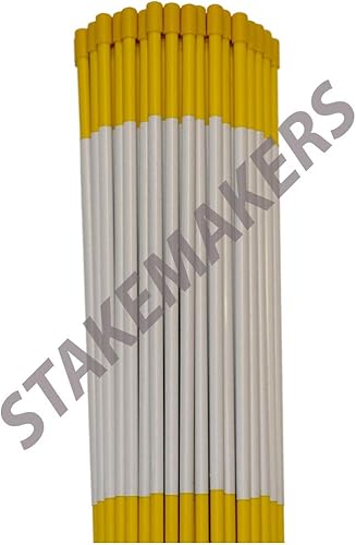 Marcadores de entrada, amarillo, paquete de 100 unidades, 4 x 516 pulgadas, estacas de nieve, estacas de arado, cinta reflectante, paquete de 100