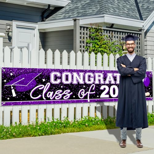 Image of Graduation Decorations 2026 Yard Sign Large Class of 2026 Banner Purple Congrats Grad Signs for Graduation Party Decorations (Purple)