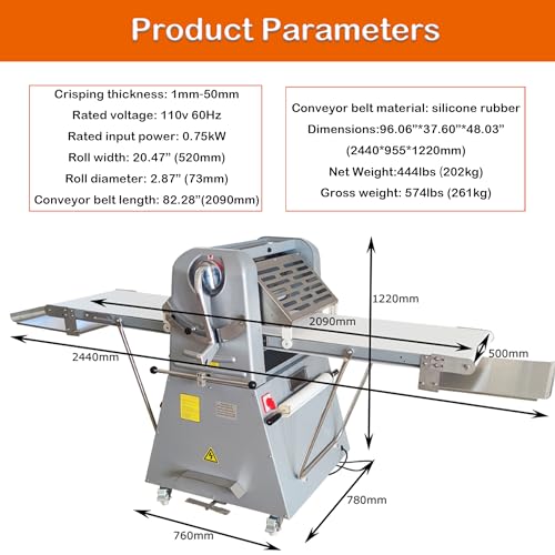 INTSUPERMAI Dough Sheeter Commercial Dough Roller Sheeter Electric Croissant Pastry Sheeter 20