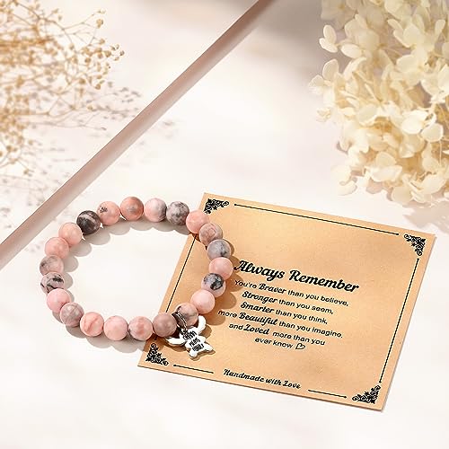 Stitch Gifts, Pink Pearl Stitch Bracelets for Daughter/Granddaughter/Niece/Sister, Natural Stone Bracelet Jewelry Gift for Birthday Christmas Valentines Day2