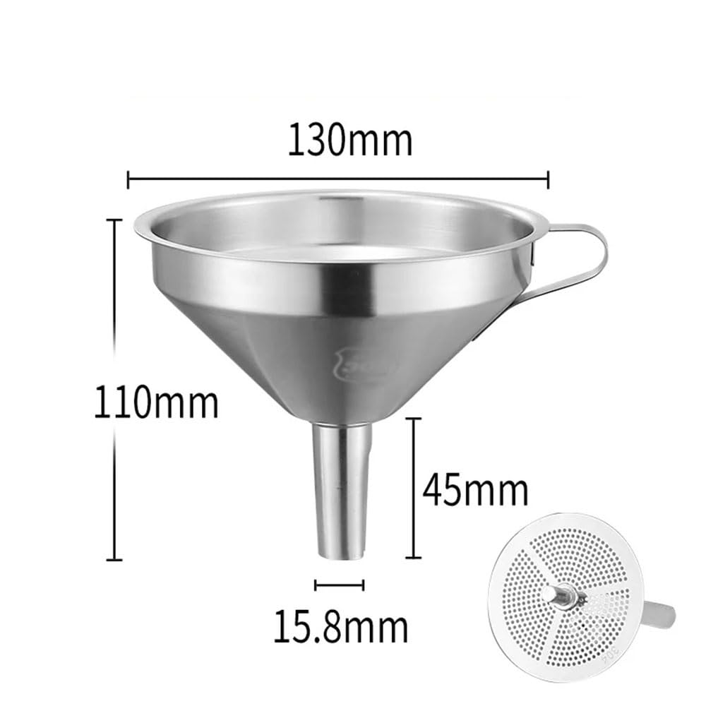 Embudo de cocina de boca ancha de acero inoxidable con filtro desmontable para enlatar aceite de cocina, tamaño mediano, 1 unidad
