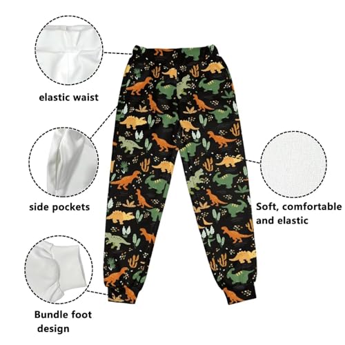 Boys Cartoon Print Dinosaur/Shark/Truck Pattern Lightweight Pants Elastic Belt Sweatpants 4-15T 5