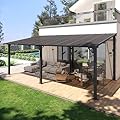 Breezestival 10x20FT Lean to Gazebo, Hardtop Metal Pergola with Polycarbonate Roof, Large Wall Mounted Heavy Duty Awnings, Patio Canopy for Backyard, Deck, Porch