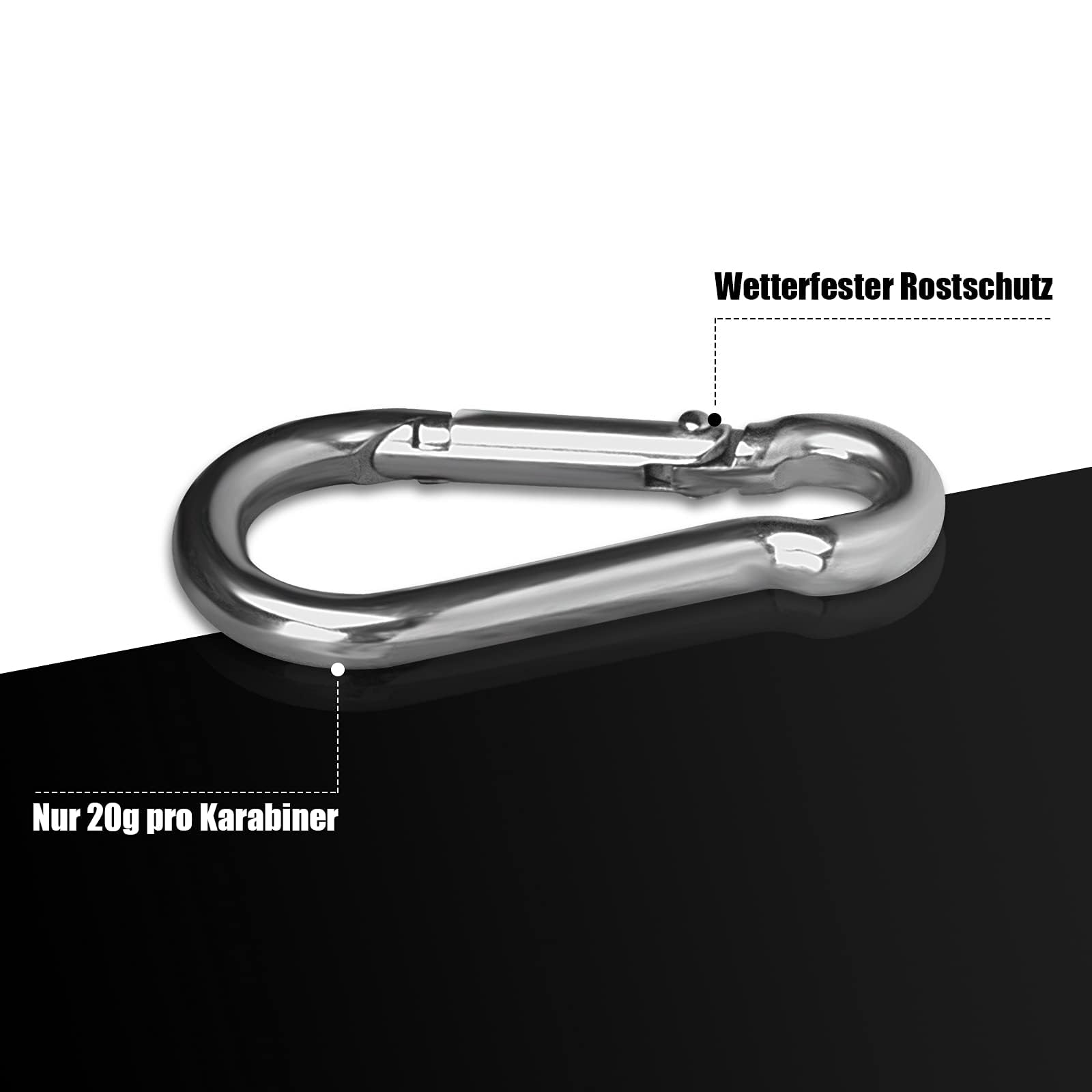 5 moschettoni in acciaio inox 304, grandi 70 mm x 7 mm, con chiusura a scatto, resistenti, in acciaio di alta qualità per aiuti e maniglie con occhiello