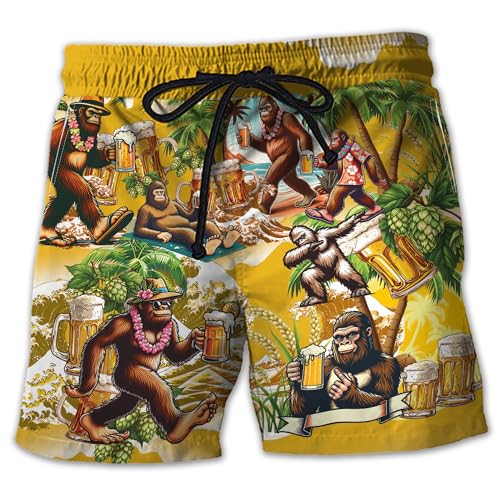 Bigfoot Mens Swim Trunks - Sasquatch Men's Beach Shorts, Swim Trunks for Mens with Pockets Set 13
