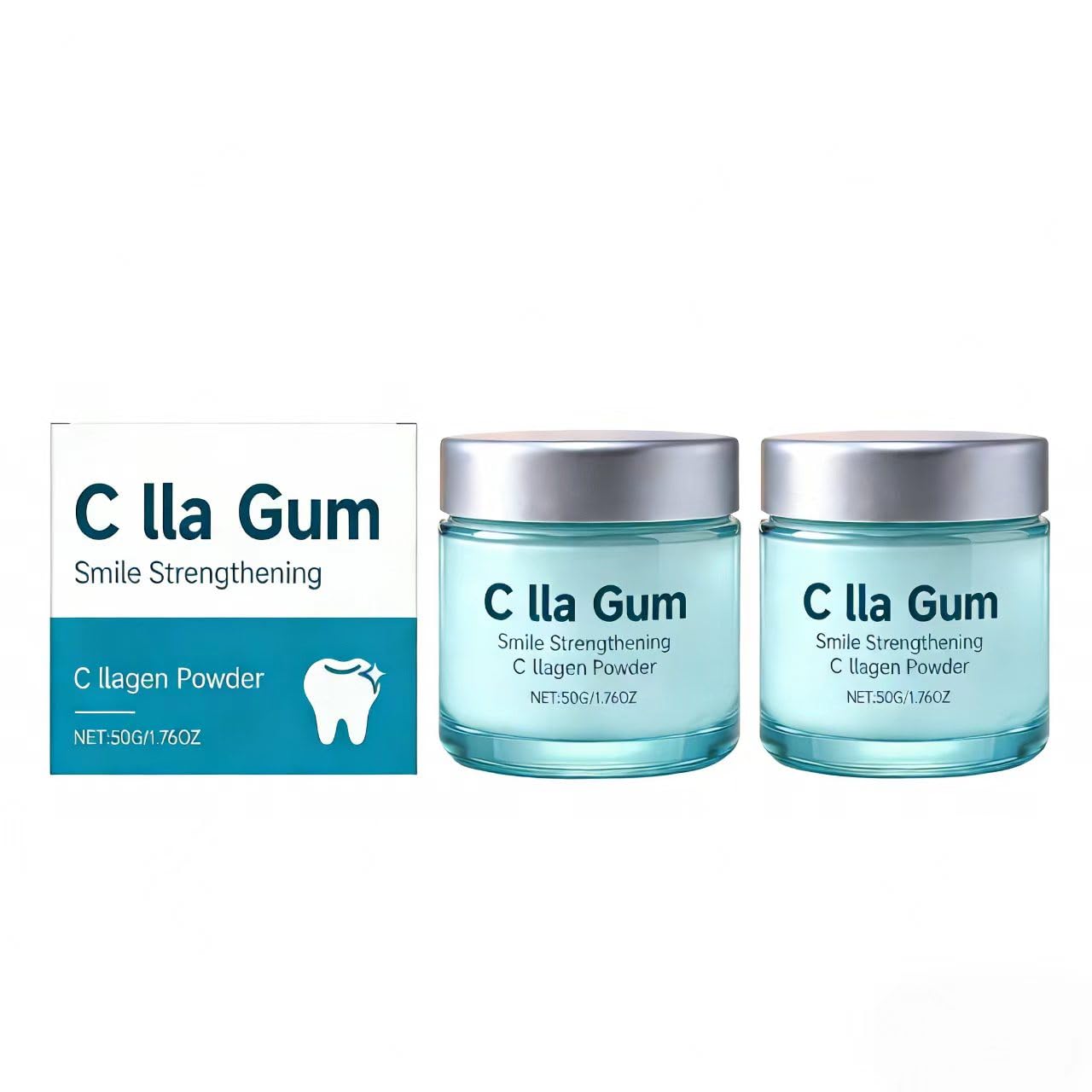 Collagum Smile, polvere di collagene rinforzante, dentifricio in polvere all'idrossiapatite, protegge le gengive, per un sorriso più luminoso, una sensibilità ridotta e gengive più sane,2PCS
