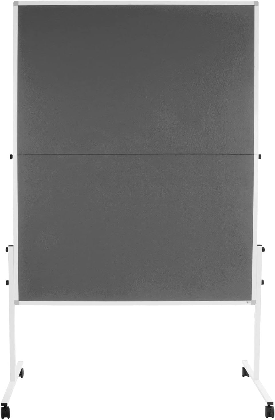 KARAT Tableau de présentation en feutre magnétique mural - Avec roulettes verrouillables - Tableau d'affichage en feutre - Double face - Cadre en métal solide - 150 x 120 cm - Gris - Pliable