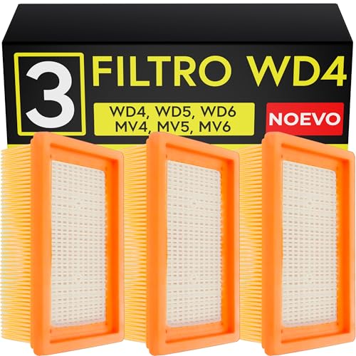 Supply Guy WD4 Filtro compatible con Karcher KFI 4410 WD4 WD5 WD6 MV6 SE5 SE6 Repuestos 3 filtros de repuesto reemplaza 2.863-005.0 (3 Set Filtro de aspiradora)