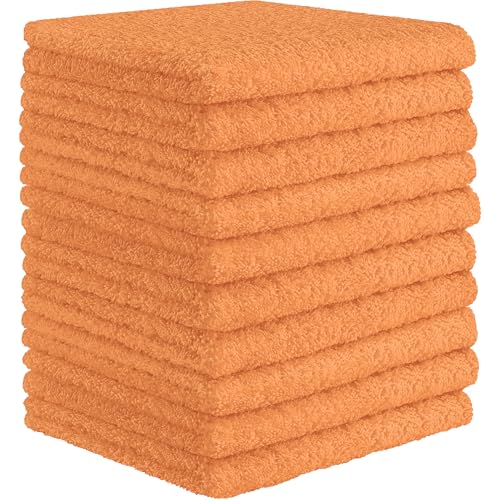 Image of DecorRack 10 Pack 100% Cotton Wash Cloth, Luxurious Soft, 12 x 12 inch Ultra Absorbent, Machine Washable Washcloths, Apricot (10 Pack)