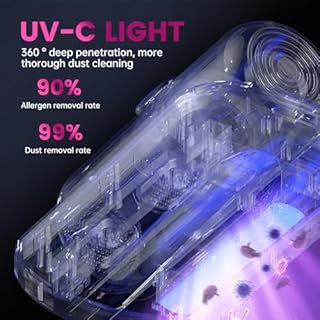 PATO - Cordless Mattress Vacuum Cleaner, Handheld with UV-C Light, HEPA Filter and Ultrasonic Vibration, 12KPa, Suitable for Beds, Sofas, Car Seats, Carpets (Purple)