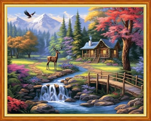 Image of Funart Stamped Cross Stitch Kits for Beginners Full Range of Cross Stitching Preprinted Embroidery Kits for Adults, 11CT Embroidery Pattern Needlepoint Kits- (ArtColors38)