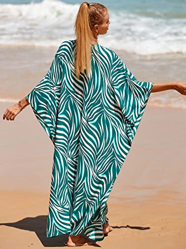 Beach Cover ups Hand Woven V Neck Swim Cover up Caftan Rayon Cotton Kaftan Dresses Floral Ethnic Print Beach Kaftans