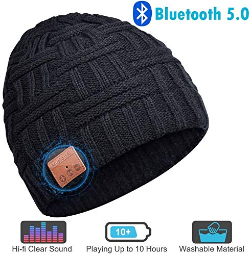 V5.0 Cappello Lavorato a Maglia Bluetooth, Beanie, Senza Fili Bluetooth Cuffia Cappellino Musicale, Sciare Addensare Cappello Intrecciato, Lavabile Regalo Invernale