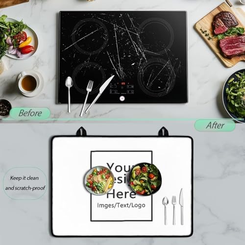 Image of Personalized Stove Top Cover for Electric Stove, Induction Silicone Cooktop Mat, Customized Electric Stove Top Protector Mat Design Your Own Cover Gifts for Home Decor