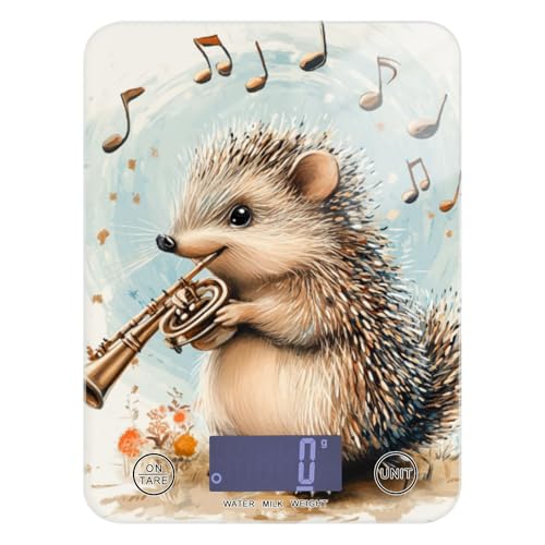 Royal Hedgehog Cute Music - Báscula portátil de alimentos mini de 11 libras/2 onzas, 5 kg/5 g, báscula de suministros de cocina con 4 unidades para hornear, dieta, especias báscula para alimentos