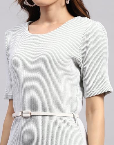 Image of Monte Carlo Womens Striped Round Neck Half Sleeve Regular Fit Dress (224065407)