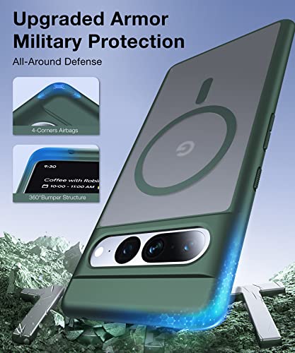 Image of [NO.1 Magnetic for Google Pixel 7 Pro Case with MagSafe | [Military Grade Drop Tested][Translucent Matte][Anti-Fingerprint] Soft Silicone Bumper for Pixel 7 Pro Phone Case Slim,Green