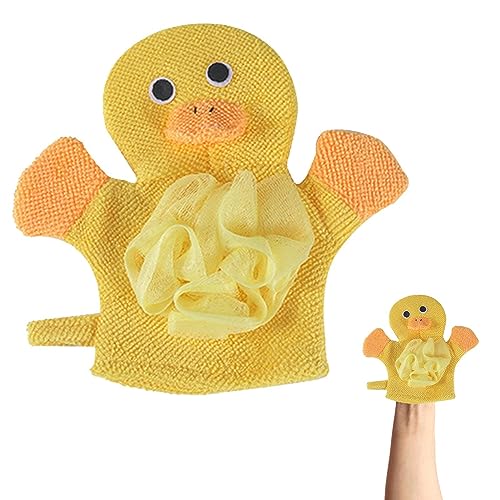 KSHSAA Guantes de baño para niños | Lindos guantes de baño de muñecos de animales hechos de lufa - Toalla de algodón colorida, exfoliante suave y suave para la ducha de niños pequeños y recién nacidos
