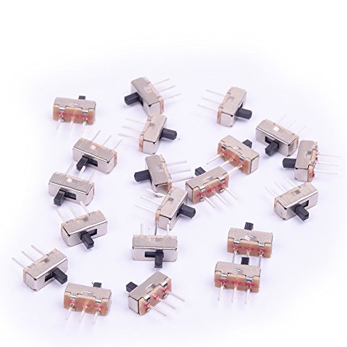Cylewet Lot de 20 Mini Interrupteurs à Glissière Verticale 2 Positions SPDT 1P2T avec Panneau PCB à 3 Broches pour Arduino - CLW1024