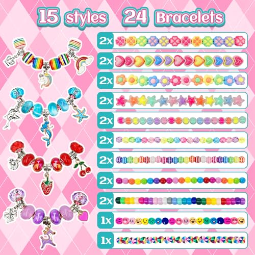leitait 24 Pack Bracelet Wands,Charm Bracelet Jewelry Making Kit,Arts Crafts for Kids,Unicorn Party Favors Supplies,Goodie Bags Stuffers,Classroom Prizes,Birthday Gifts for Girls Ages 4-8 Years Old - Image 5