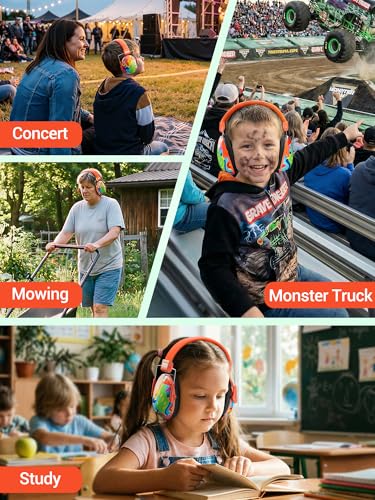 Image of Dr.meter Kids Ear Protection Ear Muffs for Noise Reduction, 27.4dB Noise Cancelling Headphones for Toddlers, Kids Autism, Sensory Earmuffs, Hearing Protection Monster Truck Jam