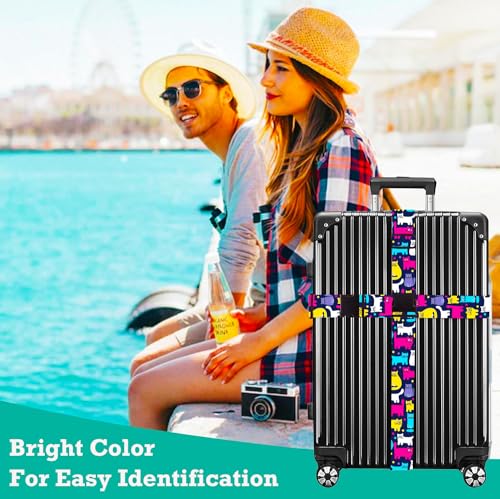 Image of Luggage Straps for Suitcases TSA Approved Easy Pack Organized Suitcase Strap, Luggage Strap, Luggage Belt Strap, Bag Straps for Luggage. Buckle Straps Travel Accessories (Cat)