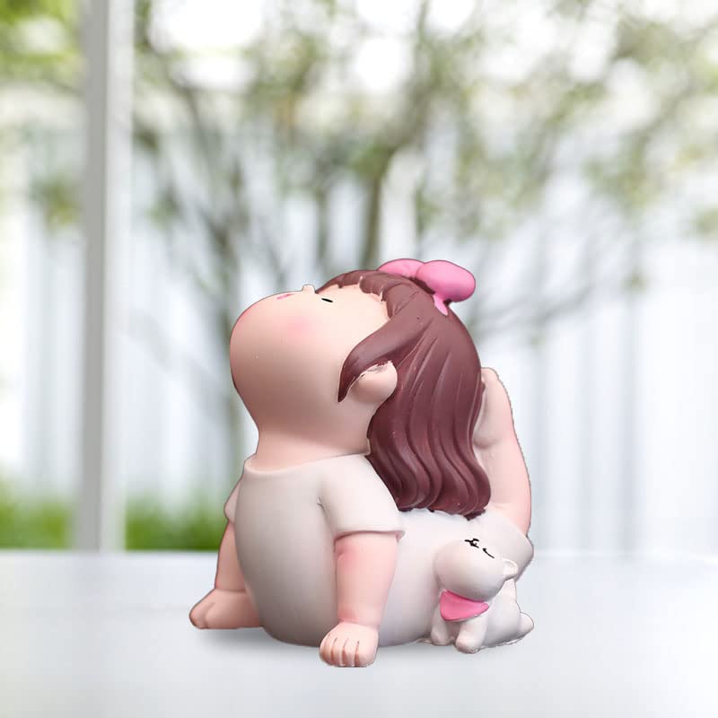 PerGarYoga Girl Figurine, Cartoon Lovely Small Sculpture for Yoga Lovers, Cute Fashionable Decoration Yoga Pose Girl Ornament for Car, Home Office Decor (Type D)