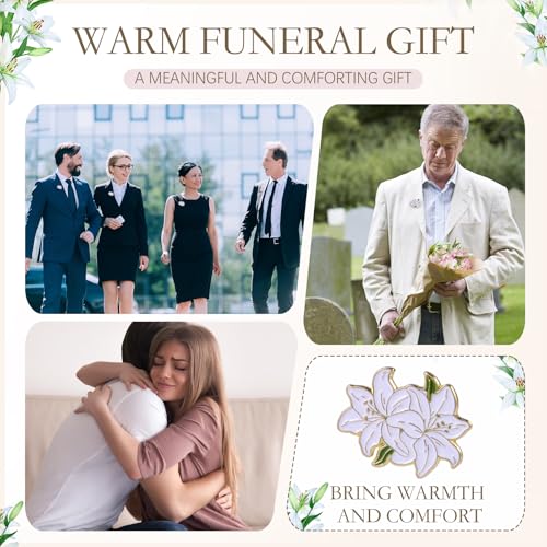 Image of Funeral Favors for Guest Memorial Pins Celebration of Life Decorations Lapel Pin Brooches Poem Cards White Organza Bags Gift Bag for Who Loss Loved One