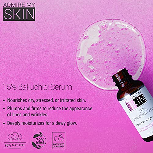 15% Bakuchiol Serum Natural Retinol Serum Alternative For Face – Anti Blemish Anti Aging Facial Serum Contains Organic Aloe + Turmeric Super Potent Antioxidant Serum For Youthful Glowing Skin 1Oz #TOP1
