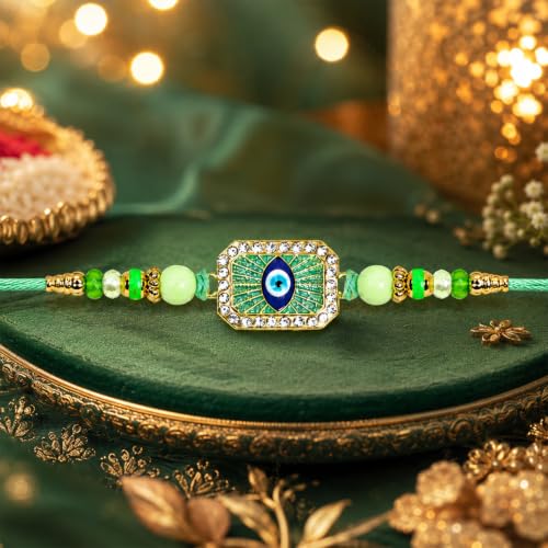 Image of Oblivion Designer Charming Multicolor Rakhi Combo for Brother Bhaiya Bhai with Roli Tikka, Silver Color Pooja Coin & Greeting Card | Raksha Bandhan Festival Gift Set | Pack of 8