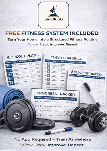 Image of ABS Tower with 20 in 1 Gym Bench TriGrip Rubber Weight Plates Curl Rod Straight Rod Dumbbell Set with Workout Planner Home Gym Equipment (Weight 20 KG)