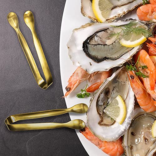 Jcren 12 Pcs Serving Tongs, Small Serving Utensils For Parties Catering Gold Tongs, Food-Grade 304 Stainless Steel Mini Serving Tongs Appetizer Tongs For Tea Party Coffee Bar, 4" Sugar Tongs - Gold #TOP6