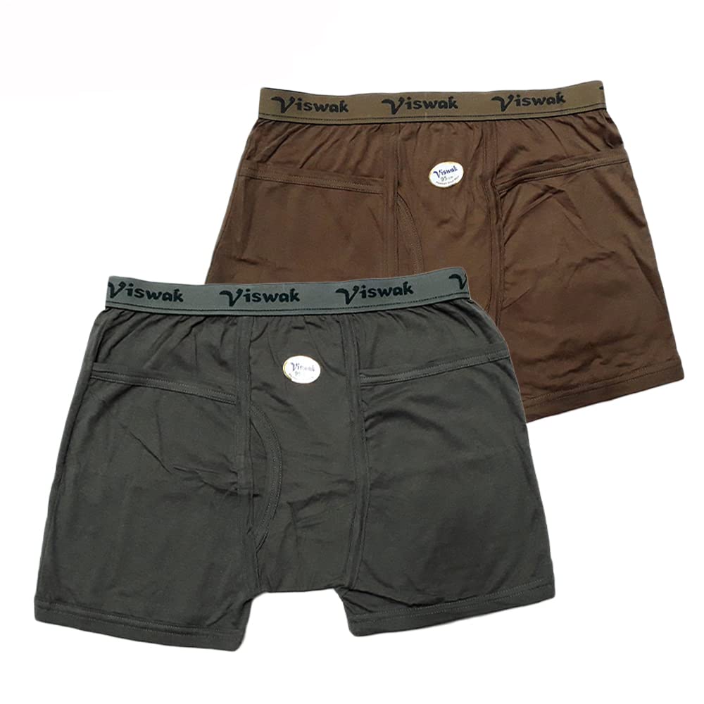 Viswak Mens Trunk Combo Pack of 2/Pure Cotton/with Pocket/Outer Elastic/Regular Fit-image-6
