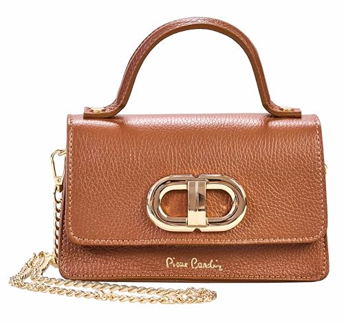PIERRE CARDIN Bolso de mujer, piel auténtica, pequeño, de hombro, multifunción, elegante, bolso de mujer, bolso de hombro, multifunción, bolsos de mujer, de hombro