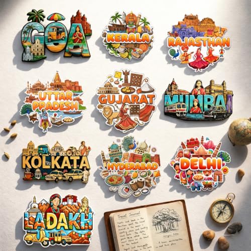Image of Souvenir Fridge Magnet Pack of 10 | Collectible Travel Magnets | High-Power Magnet for Refrigerator, Almirah & Office Decor (Cities)