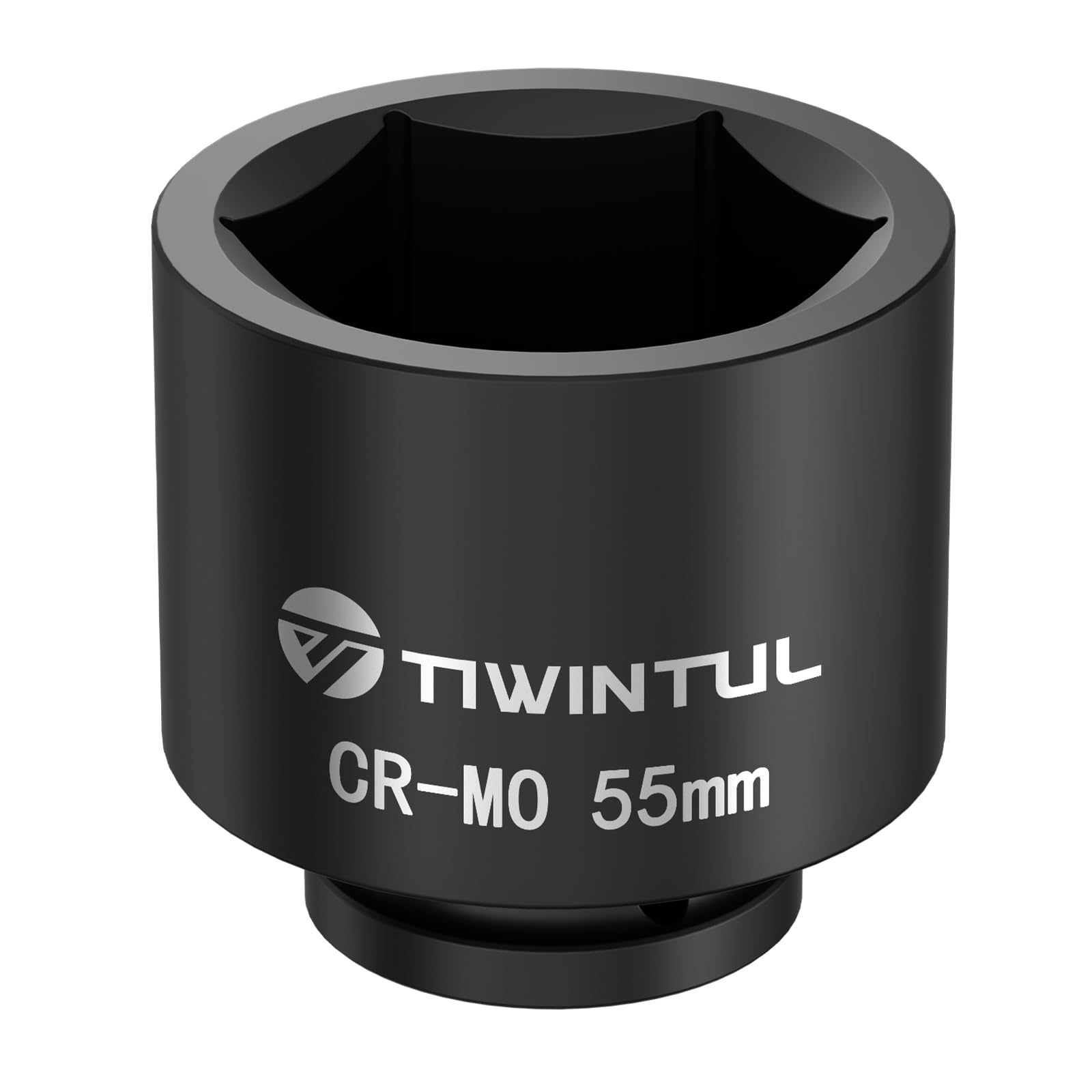 TIWINTUL 3/4 Inch Drive Metric Impact Socket 55mm, 6-Point Design, Heat-Treated Chrome Molybdenum Alloy Steel, Spindle Axle Nut Socket for Auto Repair