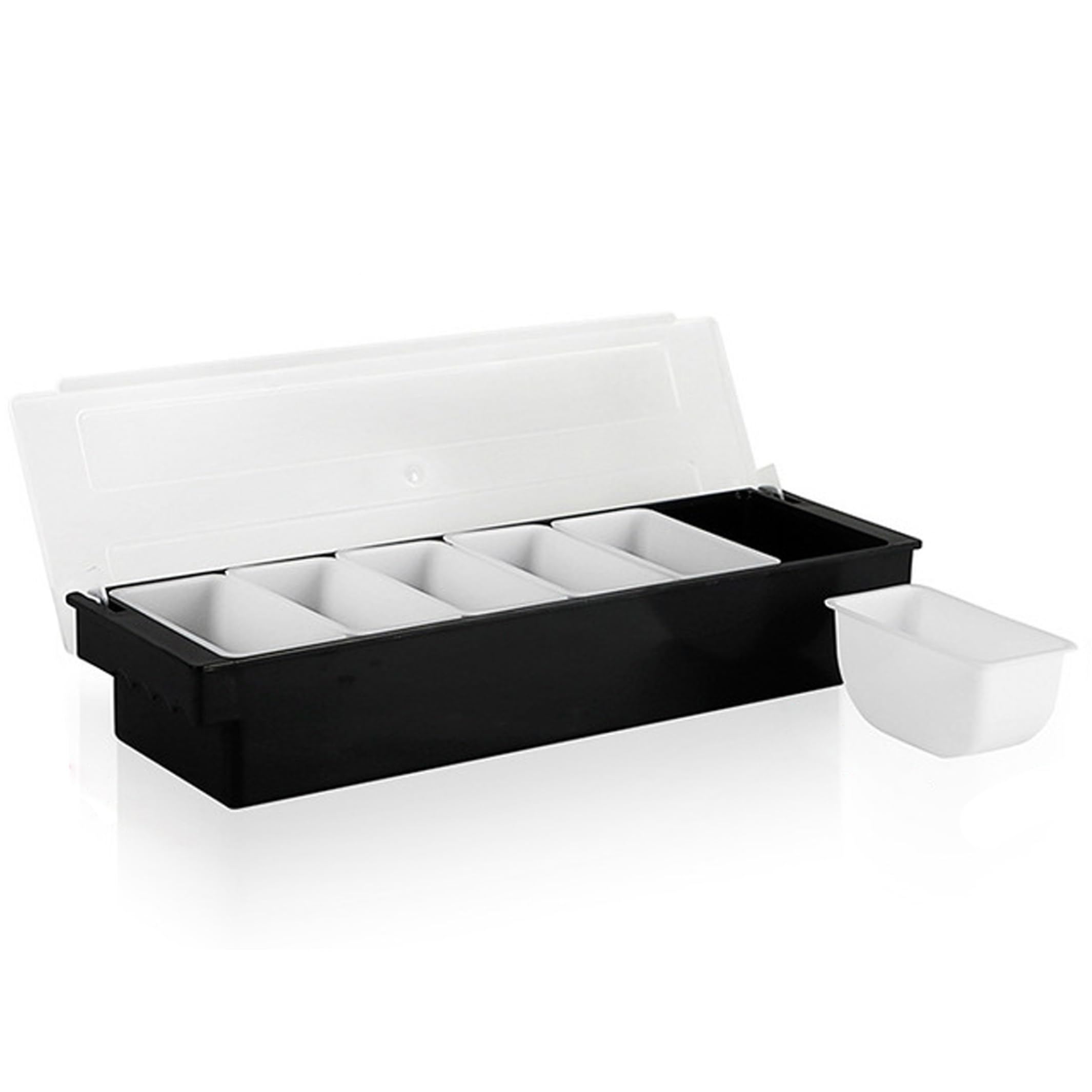 Bemonew Condiment Tray, Food-Grade Pp Vegetable & Condiment Caddy with Removable Grids & Carry Handles for Bar, Home, Party, Celebration, 6 Grid