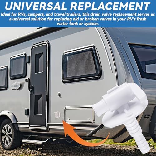 Image of Colingmill 5 Pcs Rv Water Tank Drain Valve Bulk - Fits to 3 /8 inch & 1 /2 inch Tubes Plastic Dual Barb with Flange Low Point Drain Valve for Rv, Camper, Trailer