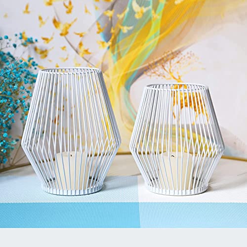 Creatieve vintage kaarsenstandaard, set van 2 stuks, staafkaarsen, metaal, decoratieve kandelaars, staafkaarsen, kaarsenstandaard, kaarsenstandaard, geschikt voor bruiloft, Kerstmis, ovale kandelaar (witte zoom) - Image 6