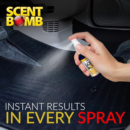 Image of Scent Bomb Air Freshener Spray, Long-Lasting Odor Eliminator - Effective Deodorizer for Home & Car, Fresh Room Spray for Kitchen, Bathroom & Smell Neutralizer - 1 oz Pack of 4, Peach Scent