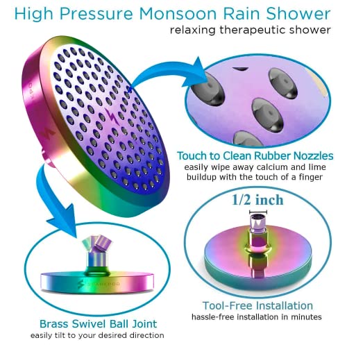 SparkPod Rain Shower Head, 6 Inch Round, Radiant Rainbow Finish - image 2