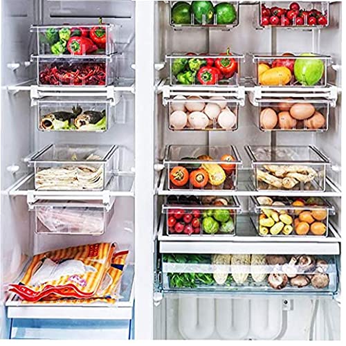 Vershouddoos koelkast lade pull-out koelkast organizer bin keuken pullable huisdier opbergdoos container met 4 verdeelde… - Image 5